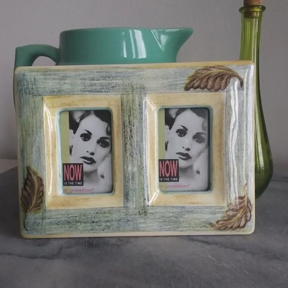 Ceramic Photo Frame with Leaf Motif